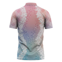 Hawaii Aloha Plumeria Lei Pastel Candy Palaka Zipper Polo Shirt LT7 - Polynesian Pride