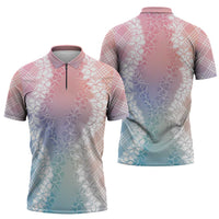Hawaii Aloha Plumeria Lei Pastel Candy Palaka Zipper Polo Shirt LT7 - Polynesian Pride