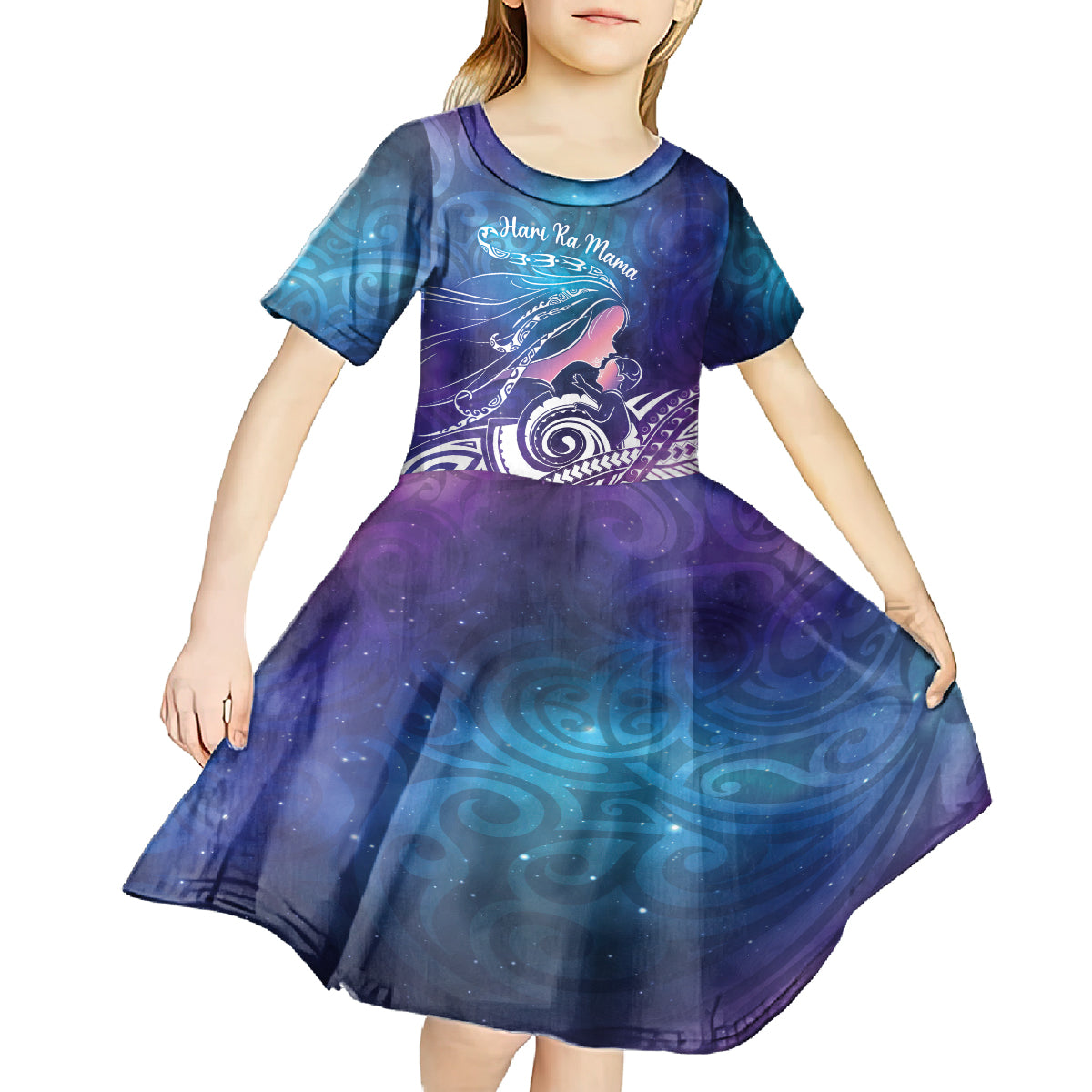 New Zealand Mother's Day Kid Short Sleeve Dress Maori Hari Ra Mama LT7 - Polynesian Pride