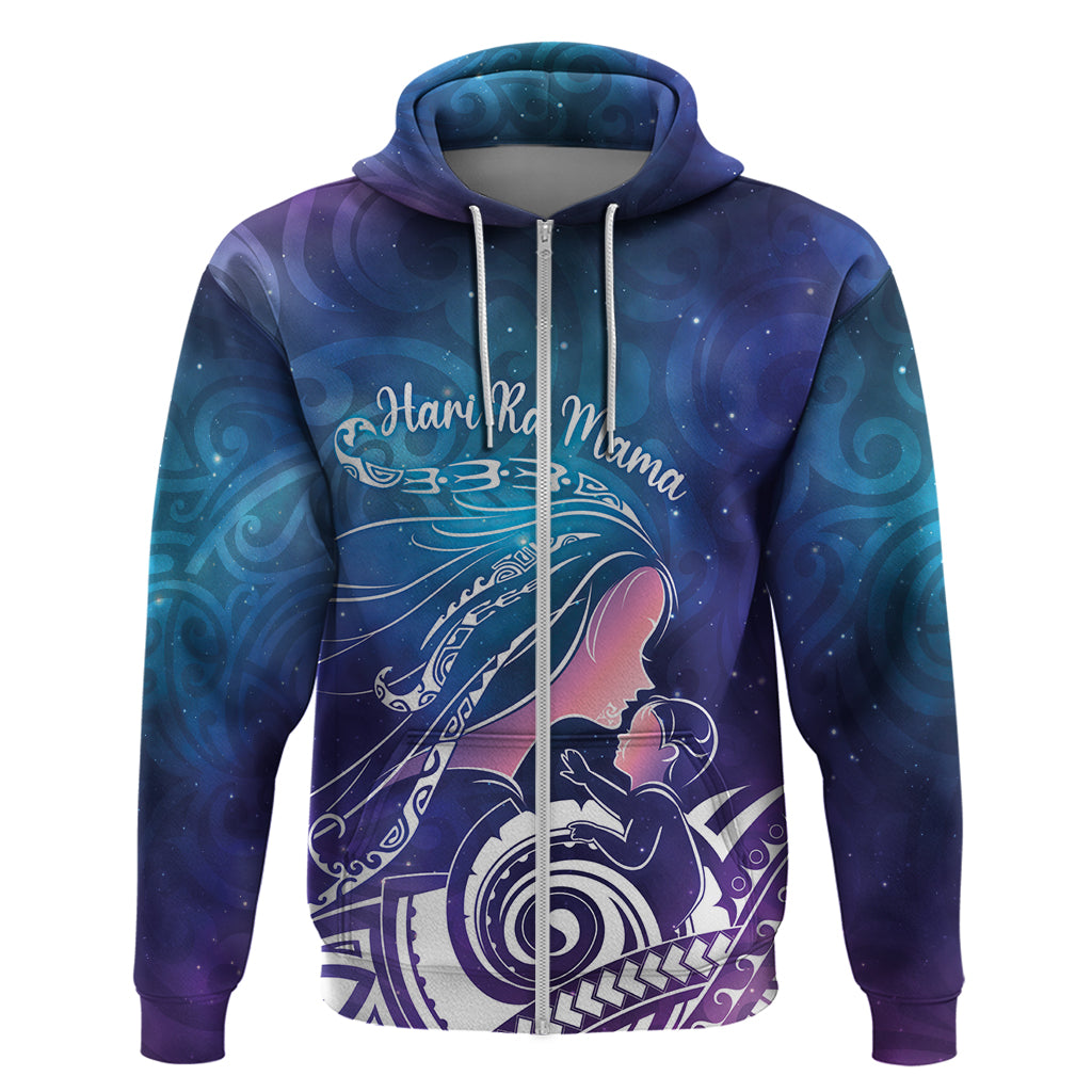 New Zealand Mother's Day Zip Hoodie Maori Hari Ra Mama LT7 Zip Hoodie Galaxy - Polynesian Pride