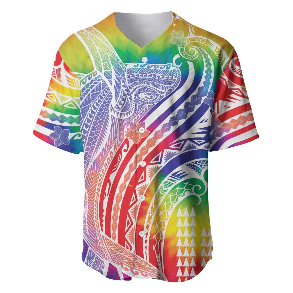 Aloha Pride Rainbow Tie Dye Baseball Jersey Humpback Whale - Love is Love LT7 Colorful - Polynesian Pride