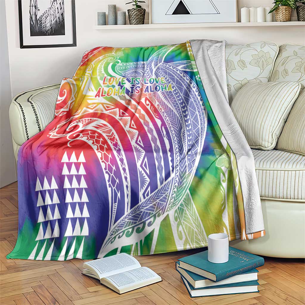 Aloha Pride Rainbow Tie Dye Blanket Humpback Whale - Love is Love LT7 Colorful - Polynesian Pride