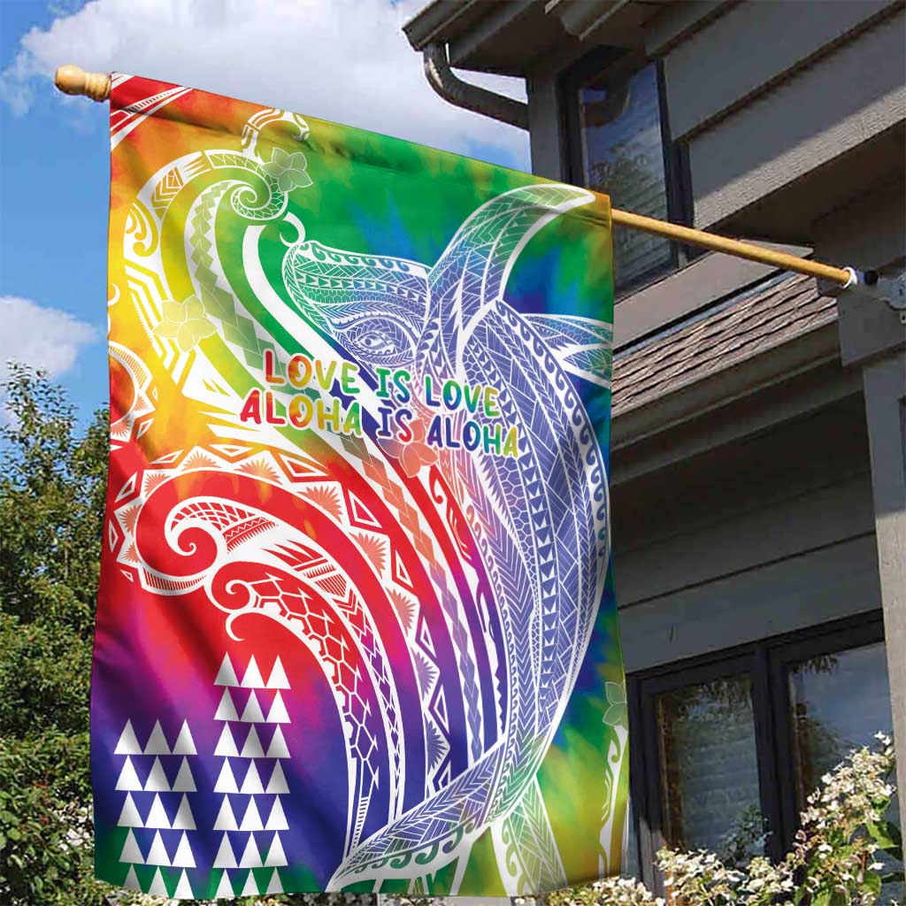 Aloha Pride Rainbow Tie Dye Garden Flag Humpback Whale - Love is Love LT7 - Polynesian Pride