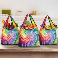 Aloha Pride Rainbow Tie Dye Grocery Bag Humpback Whale - Love is Love LT7 3-pack One Size Colorful - Polynesian Pride