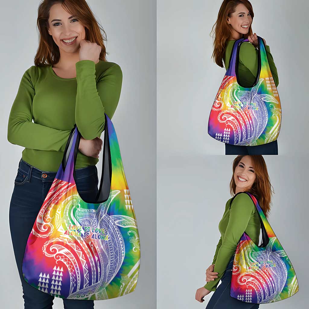 Aloha Pride Rainbow Tie Dye Grocery Bag Humpback Whale - Love is Love LT7 - Polynesian Pride