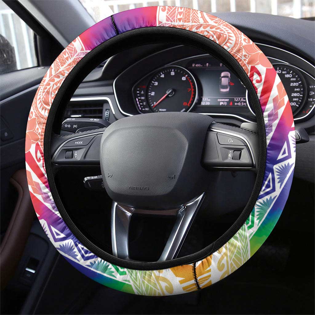 Aloha Pride Rainbow Tie Dye Steering Wheel Cover Humpback Whale - Love is Love LT7 - Polynesian Pride