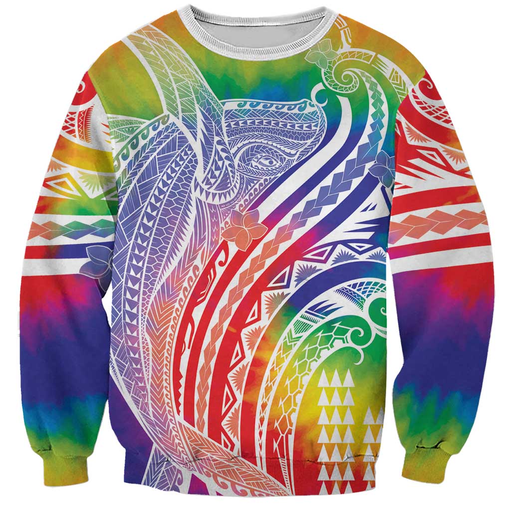 Aloha Pride Rainbow Tie Dye Sweatshirt Humpback Whale - Love is Love LT7 Unisex Colorful - Polynesian Pride