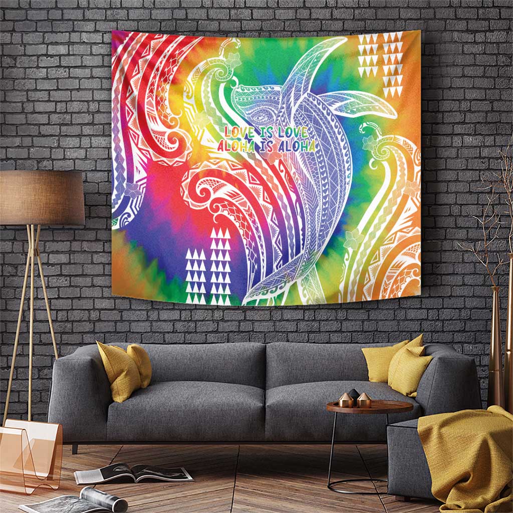 Aloha Pride Rainbow Tie Dye Tapestry Humpback Whale - Love is Love LT7 Colorful - Polynesian Pride