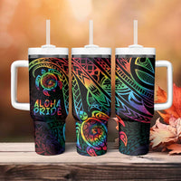 Hawaii Pride Tumbler With Handle Rainbow Swirls LT7 - Polynesian Pride