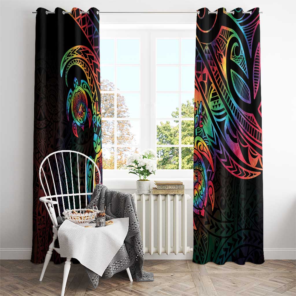 Hawaii Pride Window Curtain Rainbow Swirls LT7 - Polynesian Pride