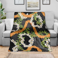 Aloha Festive Hawaii Blanket Mokihana - Maile and Ilima on Black LT7 - Polynesian Pride