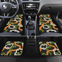 Aloha Festive Hawaii Car Mats Mokihana - Maile and Ilima on Black LT7 Set 4pcs Black - Polynesian Pride