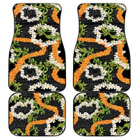 Aloha Festive Hawaii Car Mats Mokihana - Maile and Ilima on Black LT7 - Polynesian Pride
