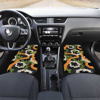 Aloha Festive Hawaii Car Mats Mokihana - Maile and Ilima on Black LT7 Set 2pcs - Front Black - Polynesian Pride