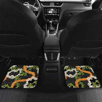 Aloha Festive Hawaii Car Mats Mokihana - Maile and Ilima on Black LT7 Set 2pcs - Back Black - Polynesian Pride
