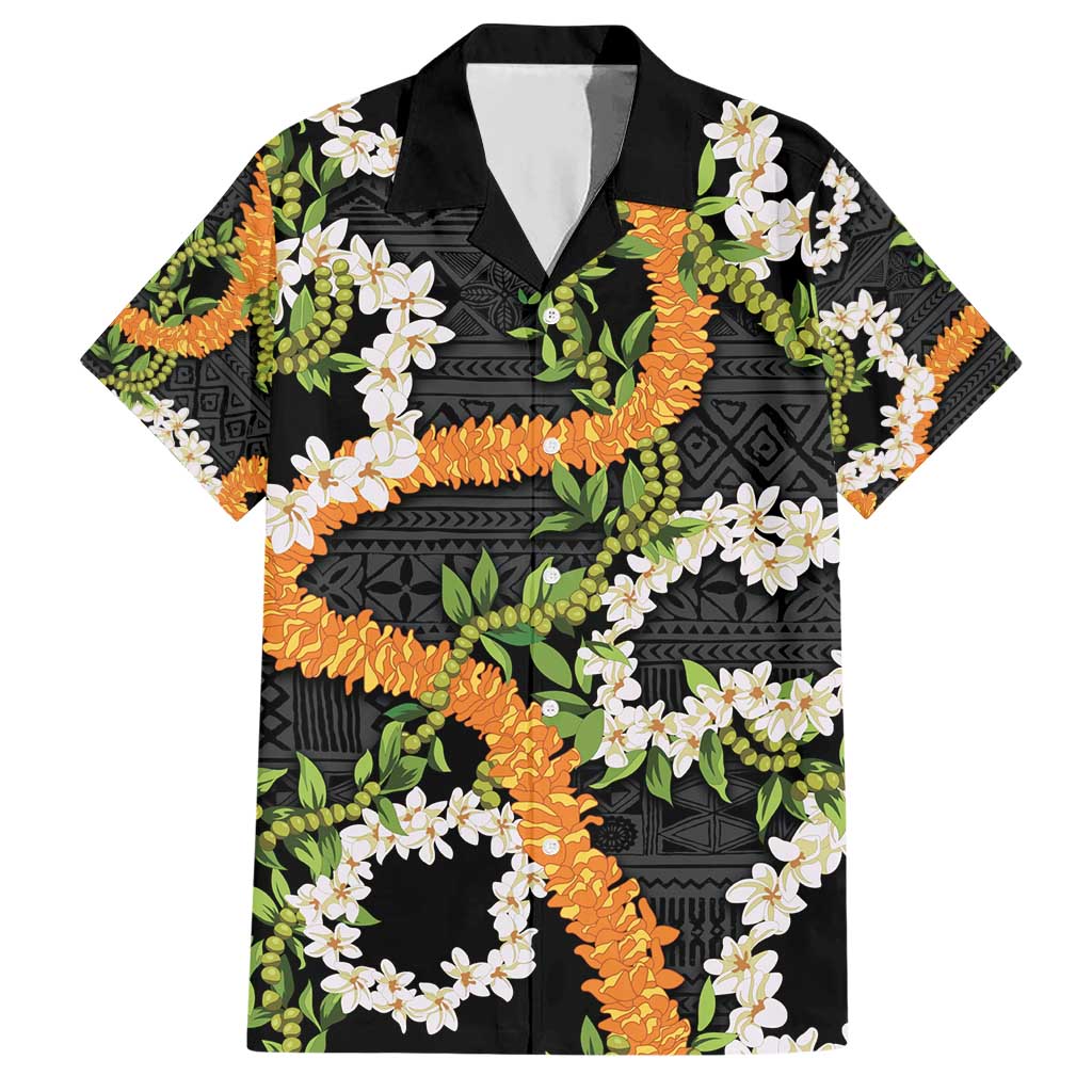 Aloha Festive Hawaii Hawaiian Shirt Mokihana - Maile and Ilima on Black LT7 Black - Polynesian Pride