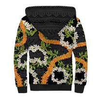 Aloha Festive Hawaii Sherpa Hoodie Mokihana - Maile and Ilima on Black LT7 - Polynesian Pride