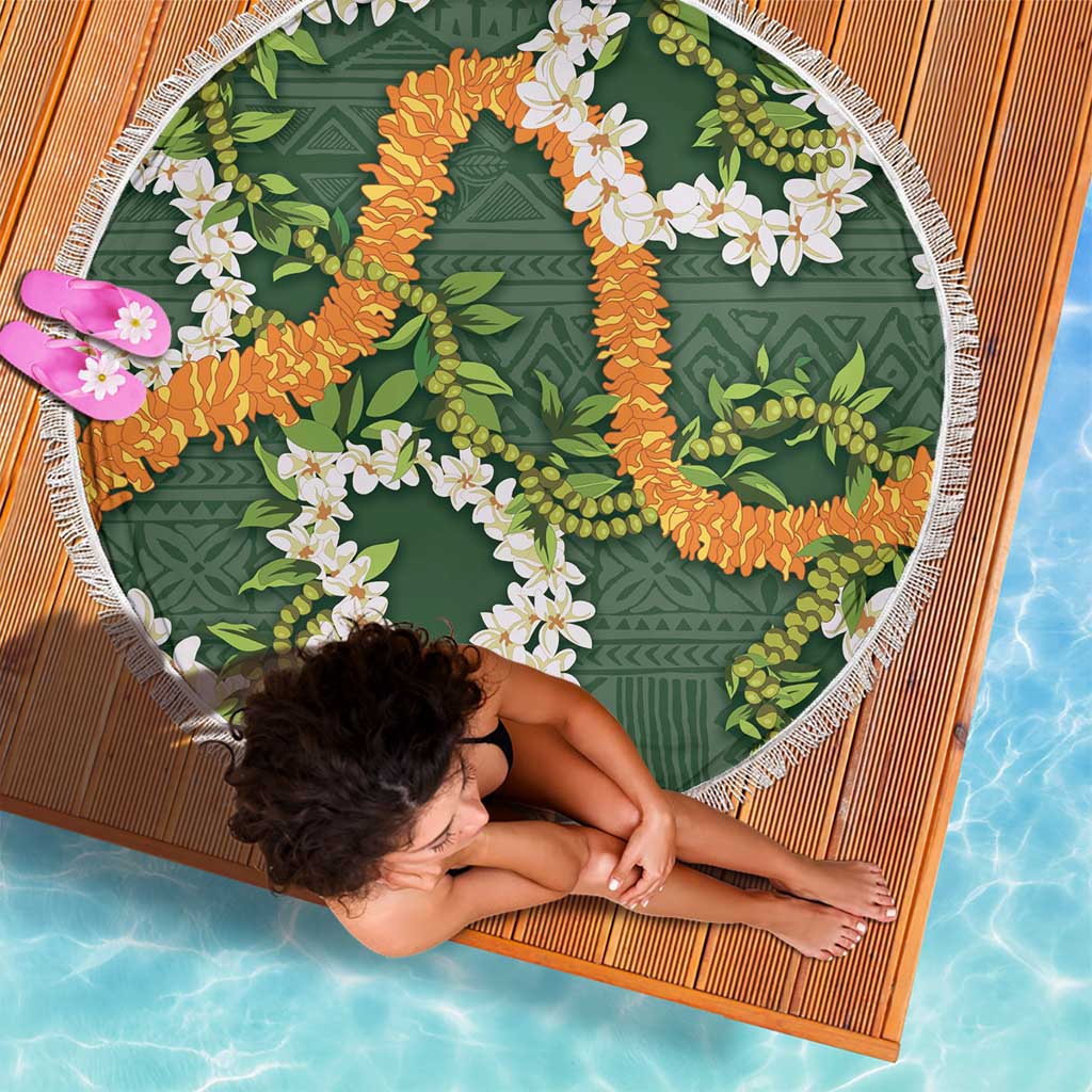 Aloha Festive Hawaii Beach Blanket Mokihana - Maile and Ilima on Forest Green LT7 - Polynesian Pride