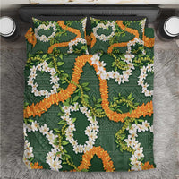 Aloha Festive Hawaii Bedding Set Mokihana - Maile and Ilima on Forest Green LT7 Forest Green - Polynesian Pride