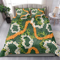 Aloha Festive Hawaii Bedding Set Mokihana - Maile and Ilima on Forest Green LT7 - Polynesian Pride