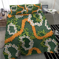 Aloha Festive Hawaii Bedding Set Mokihana - Maile and Ilima on Forest Green LT7 - Polynesian Pride