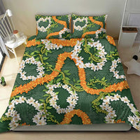 Aloha Festive Hawaii Bedding Set Mokihana - Maile and Ilima on Forest Green LT7 - Polynesian Pride