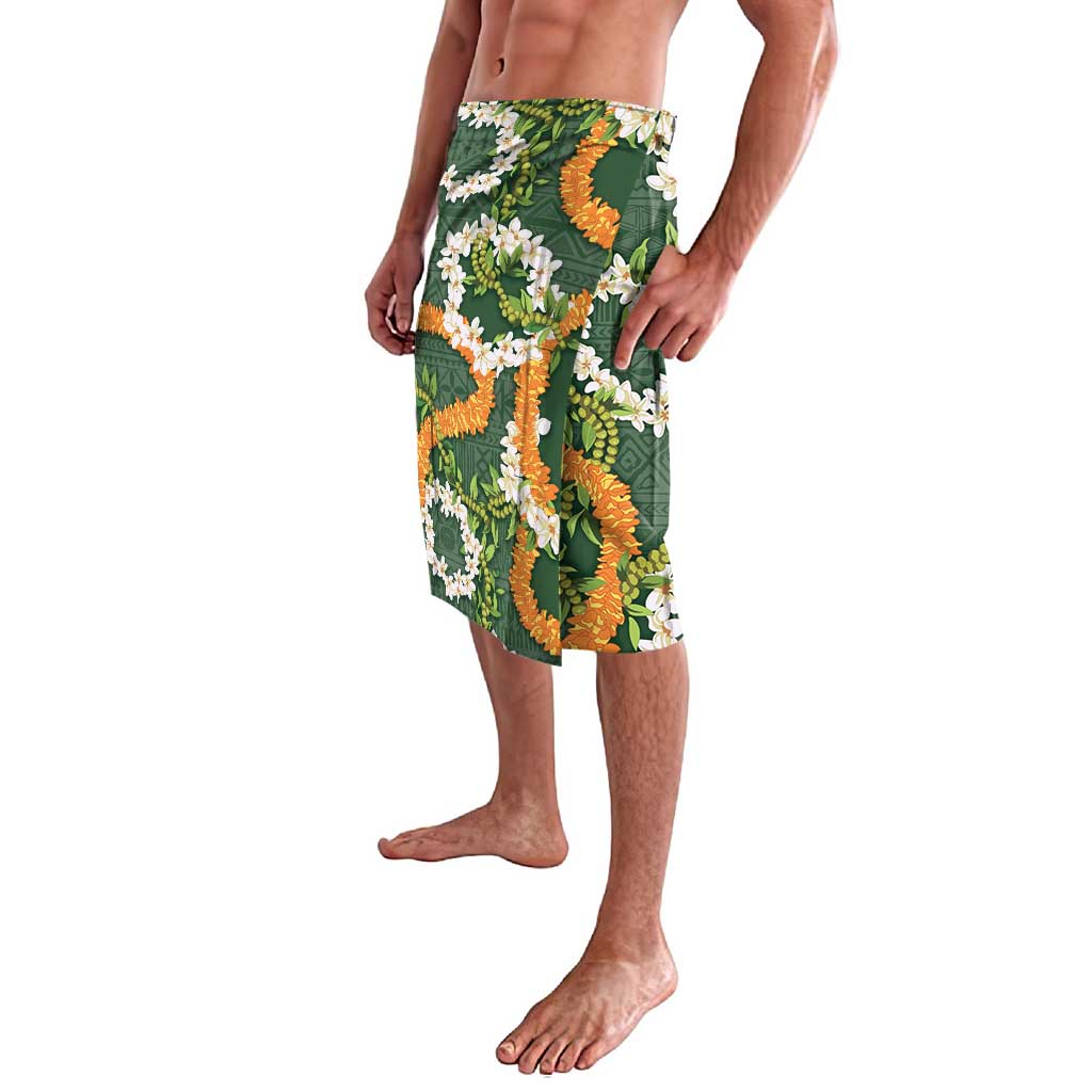 Aloha Festive Hawaii Lavalava Mokihana - Maile and Ilima on Forest Green LT7 - Polynesian Pride