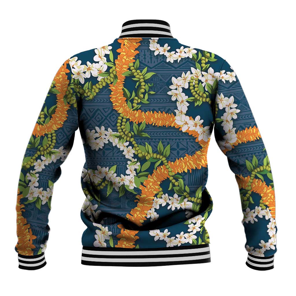 Aloha Festive Hawaii Baseball Jacket Mokihana - Maile and Ilima on Navy Blue LT7 - Polynesian Pride