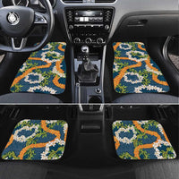Aloha Festive Hawaii Car Mats Mokihana - Maile and Ilima on Navy Blue LT7 Set 4pcs Navy Blue - Polynesian Pride
