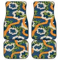 Aloha Festive Hawaii Car Mats Mokihana - Maile and Ilima on Navy Blue LT7 - Polynesian Pride