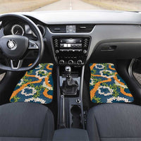 Aloha Festive Hawaii Car Mats Mokihana - Maile and Ilima on Navy Blue LT7 Set 2pcs - Front Navy Blue - Polynesian Pride