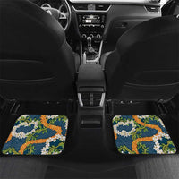 Aloha Festive Hawaii Car Mats Mokihana - Maile and Ilima on Navy Blue LT7 Set 2pcs - Back Navy Blue - Polynesian Pride