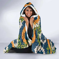 Aloha Festive Hawaii Hooded Blanket Mokihana - Maile and Ilima on Navy Blue LT7 - Polynesian Pride