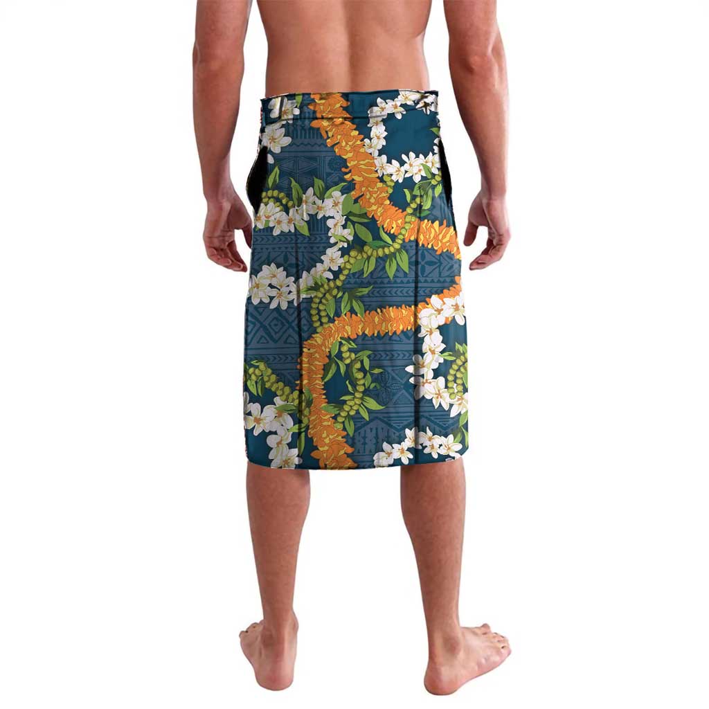Aloha Festive Hawaii Lavalava Mokihana - Maile and Ilima on Navy Blue LT7 - Polynesian Pride