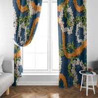 Aloha Festive Hawaii Window Curtain Mokihana - Maile and Ilima on Navy Blue LT7 - Polynesian Pride