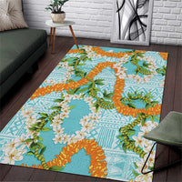 Aloha Festive Hawaii Area Rug Mokihana - Maile and Ilima on Turquoise LT7 Turquoise - Polynesian Pride