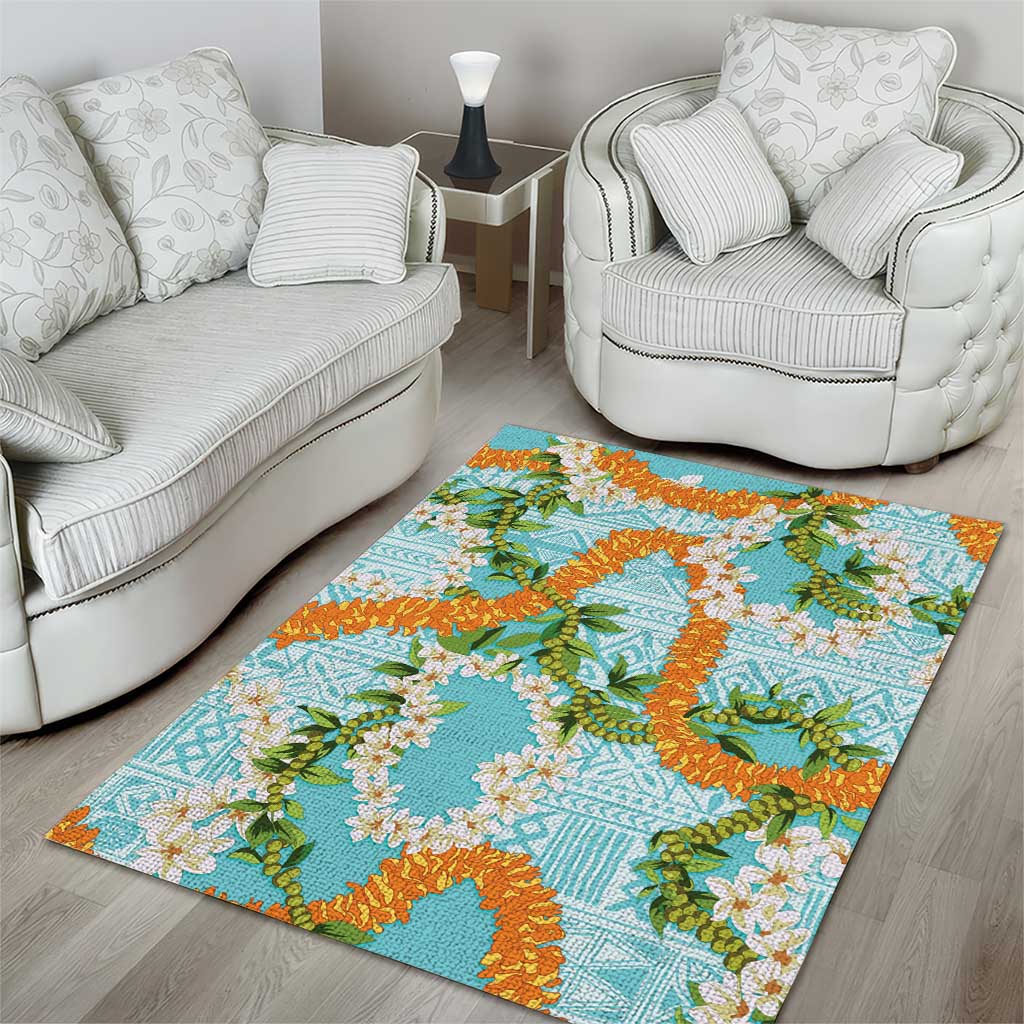 Aloha Festive Hawaii Area Rug Mokihana - Maile and Ilima on Turquoise LT7 - Polynesian Pride
