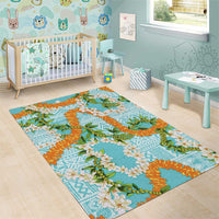 Aloha Festive Hawaii Area Rug Mokihana - Maile and Ilima on Turquoise LT7 - Polynesian Pride