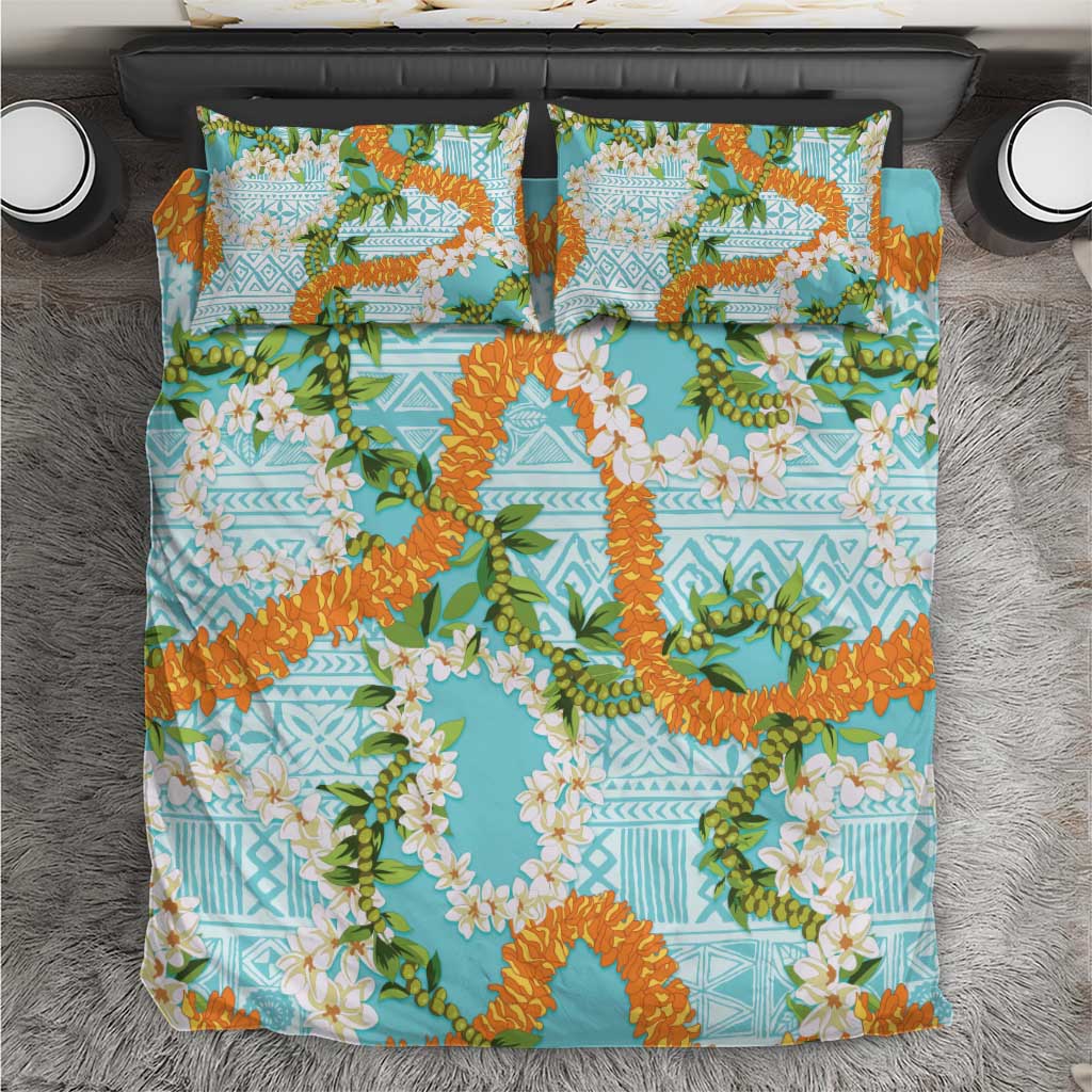 Aloha Festive Hawaii Bedding Set Mokihana - Maile and Ilima on Turquoise LT7 Turquoise - Polynesian Pride