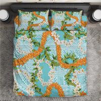 Aloha Festive Hawaii Bedding Set Mokihana - Maile and Ilima on Turquoise LT7 Turquoise - Polynesian Pride