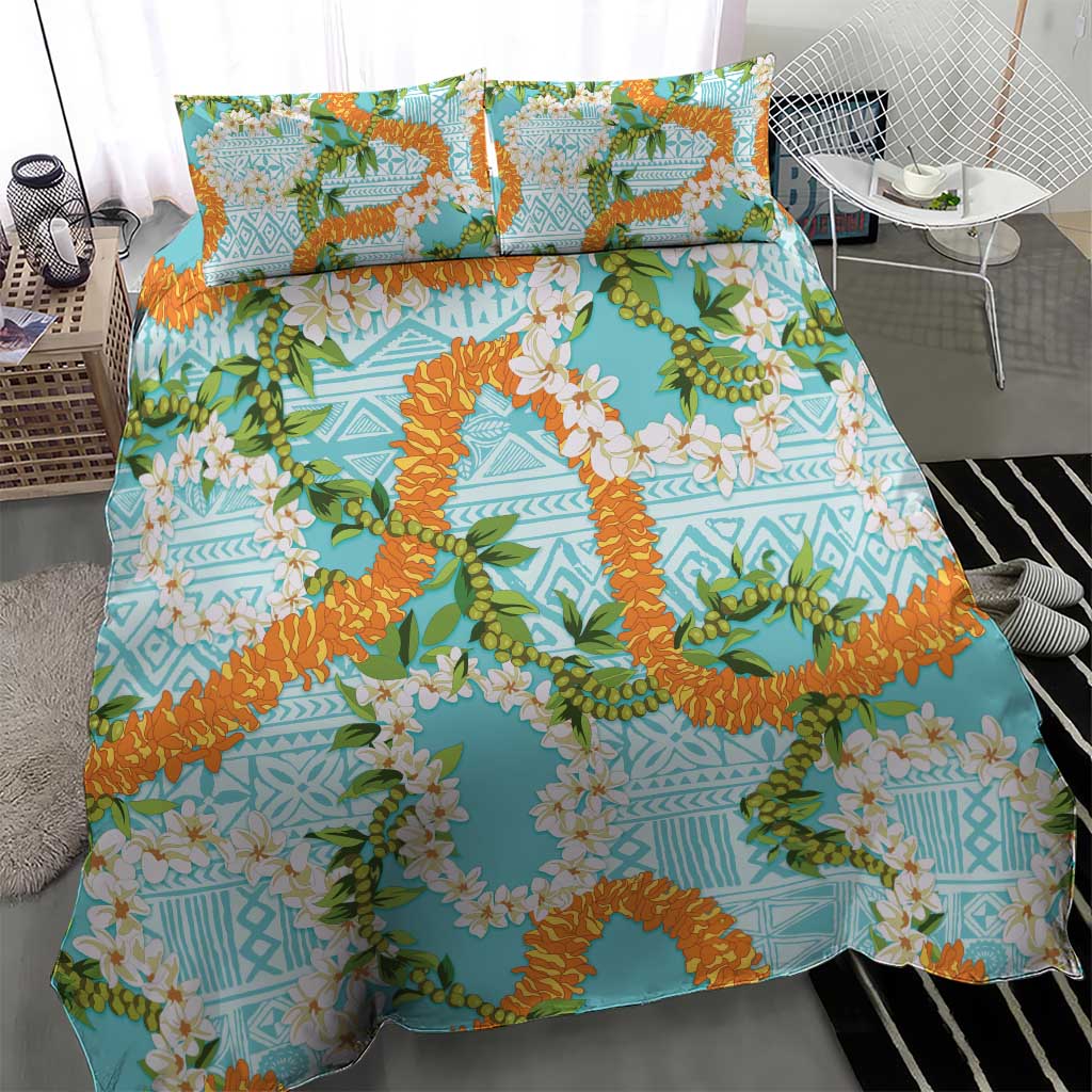 Aloha Festive Hawaii Bedding Set Mokihana - Maile and Ilima on Turquoise LT7 - Polynesian Pride