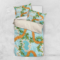 Aloha Festive Hawaii Bedding Set Mokihana - Maile and Ilima on Turquoise LT7 US Twin 172cm x 218cm Turquoise - Polynesian Pride