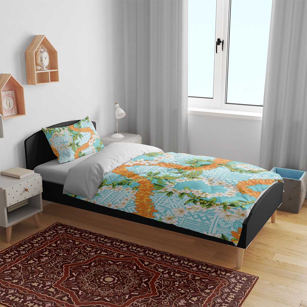 Aloha Festive Hawaii Bedding Set Mokihana - Maile and Ilima on Turquoise LT7 - Polynesian Pride