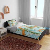 Aloha Festive Hawaii Bedding Set Mokihana - Maile and Ilima on Turquoise LT7 - Polynesian Pride