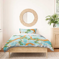 Aloha Festive Hawaii Bedding Set Mokihana - Maile and Ilima on Turquoise LT7 - Polynesian Pride