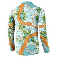Aloha Festive Hawaii Button Sweatshirt Mokihana - Maile and Ilima on Turquoise LT7 - Polynesian Pride