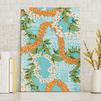 Aloha Festive Hawaii Canvas Wall Art Mokihana - Maile and Ilima on Turquoise LT7 Without Frame Turquoise - Polynesian Pride