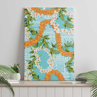 Aloha Festive Hawaii Canvas Wall Art Mokihana - Maile and Ilima on Turquoise LT7 - Polynesian Pride