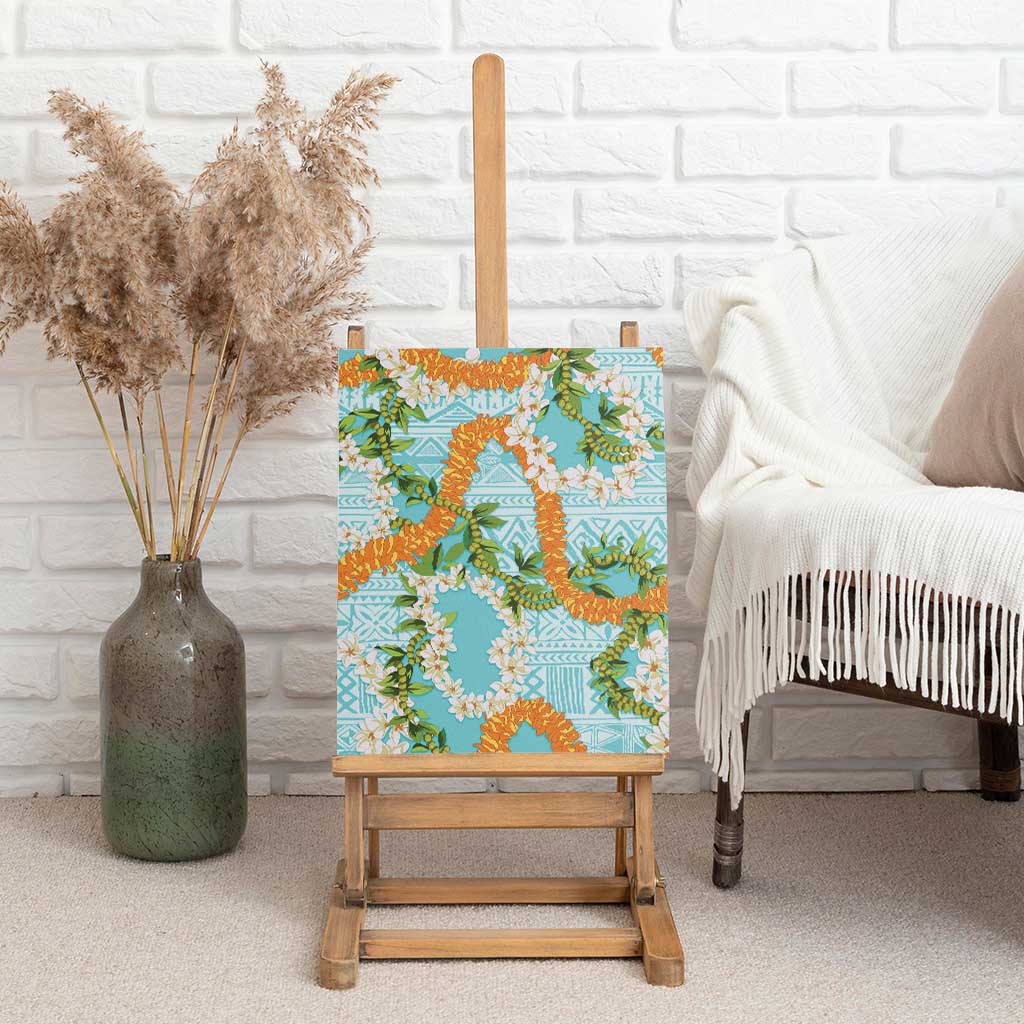 Aloha Festive Hawaii Canvas Wall Art Mokihana - Maile and Ilima on Turquoise LT7 - Polynesian Pride