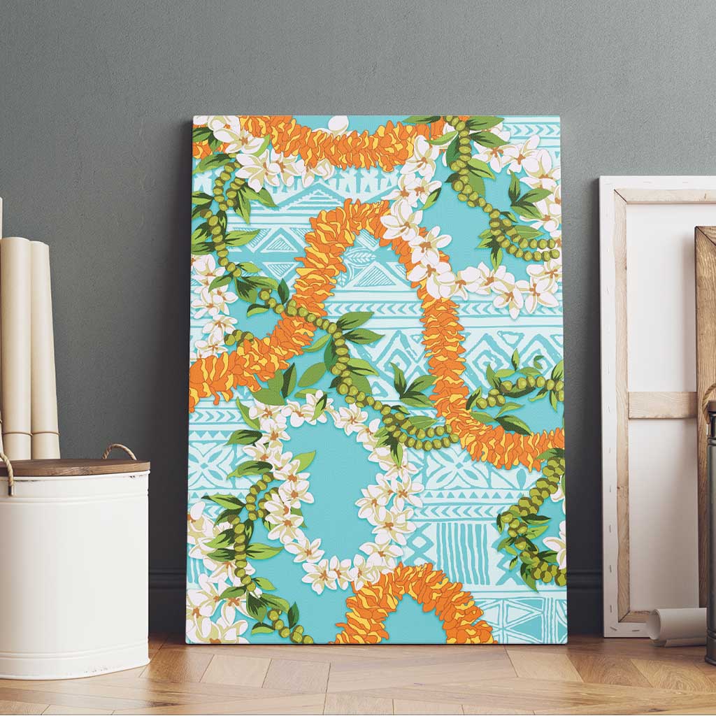 Aloha Festive Hawaii Canvas Wall Art Mokihana - Maile and Ilima on Turquoise LT7 - Polynesian Pride